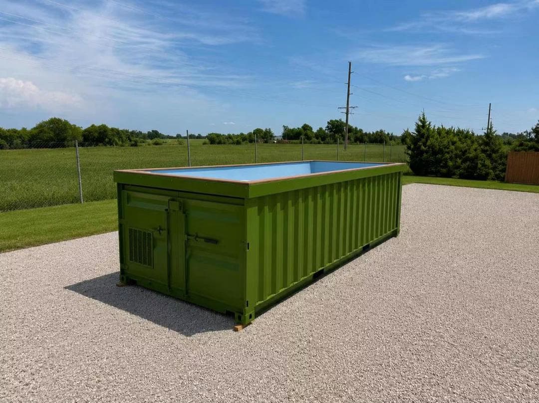 Container-Pool Olive Nature & Bench